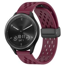 Per cinturino in silicone con chiusura magnetica pieghevole Garmin Vivomove Sport da 20 mm (vino rosso)