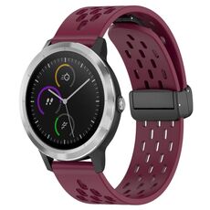 Per cinturino in silicone Garmin Vivoactive3 con chiusura magnetica pieghevole da 20 mm (vino rosso)