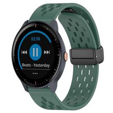 Per cinturino in silicone con chiusura magnetica pieghevole Garmin Vivoactive3 Music da 20 mm (verde scuro)