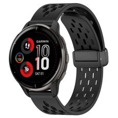 Per cinturino in silicone con chiusura magnetica pieghevole Garmin Venu 2 Plus da 20 mm (nero)
