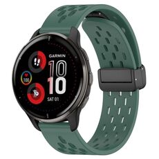 Per cinturino in silicone con chiusura magnetica pieghevole Garmin Venu 2 Plus da 20 mm (verde scuro)