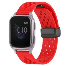 Per cinturino in silicone con chiusura magnetica pieghevole Garmin Venu SQ da 20 mm (rosso)