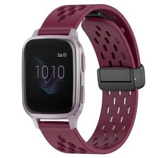 Per cinturino in silicone con chiusura magnetica pieghevole Garmin Venu SQ da 20 mm (vino rosso)