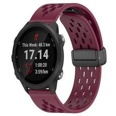 Per cinturino in silicone con chiusura magnetica pieghevole Garmin Forerunner 245 da 20 mm (vino rosso)