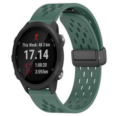 Per cinturino in silicone con chiusura magnetica pieghevole Garmin Forerunner 245 da 20 mm (verde scuro)