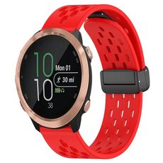Cinturino per orologio in silicone con chiusura magnetica pieghevole da 20 mm per Garmin Forerunner 645 Music (rosso)