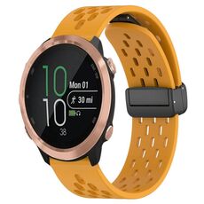 Per cinturino in silicone con chiusura magnetica pieghevole Garmin Forerunner 645 Music da 20 mm (giallo)