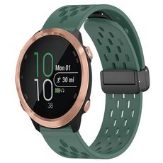 Cinturino per orologio in silicone con chiusura magnetica pieghevole da 20 mm per Garmin Forerunner 645 Music (verde scuro)