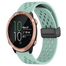 Cinturino per orologio in silicone con chiusura magnetica pieghevole da 20 mm per Garmin Forerunner 645 Music (verde acqua)