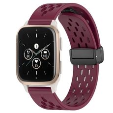 Per cinturino in silicone con chiusura magnetica pieghevole Garmin Forerunner Sq2 da 20 mm (vino rosso)