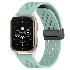 Per cinturino in silicone con chiusura magnetica pieghevole Garmin Forerunner Sq2 da 20 mm (verde acqua)