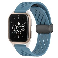 Per cinturino per orologio in silicone con chiusura magnetica pieghevole Garmin Forerunner Sq2 Music da 20 mm (blu)