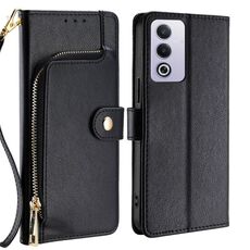 Per OPPO A3 Pro 5G India Custodia in pelle con cerniera (nero)