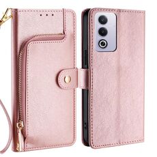 Per OPPO A3 Pro 5G India Custodia in pelle con cerniera (oro rosa)