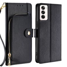 Per OPPO Reno12 5G Global Zipper Bag Custodia in pelle per telefono (nero)