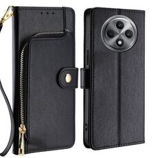 Per OPPO Reno12 F 5G Custodia in pelle con cerniera (nero)