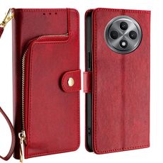 Per OPPO Reno12 F 5G Custodia in pelle con cerniera (rosso)
