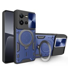 Custodia per telefono con supporto magnetico scorrevole Camshield per vivo V25 5G Global CD Texture (blu)