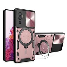 Custodia per telefono con supporto magnetico scorrevole Camshield per vivo V23e 4G / 5G Global CD Texture (rosa)