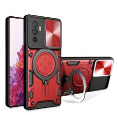 Custodia per telefono con supporto magnetico scorrevole Camshield per vivo V23e 4G / 5G Global CD Texture (rosso)