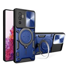 Custodia per telefono con supporto magnetico scorrevole Camshield per vivo V23e 4G / 5G Global CD Texture (blu)