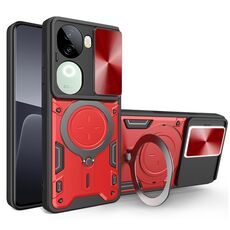 Custodia per telefono con supporto magnetico scorrevole Camshield per vivo iQOO Z9s 5G CD Texture (rosso)