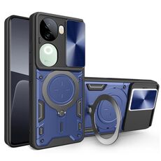 Custodia per telefono con supporto magnetico scorrevole Camshield per vivo iQOO Z9s 5G CD Texture (blu)