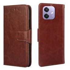 Per OPPO A3 5G India Custodia in pelle con texture di cristallo (marrone)