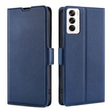 Per OPPO Reno12 5G Global Ultra-sottile Tensione Fibbia Laterale Orizzontale Custodia in Pelle per Telefono (Blu)