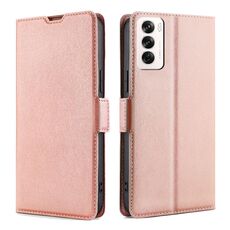 Per OPPO Reno12 5G Global Ultra-sottile Tensione Fibbia Laterale Orizzontale Custodia in Pelle per Telefono (Oro Rosa)