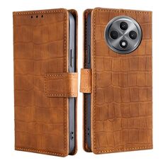 Per OPPO Reno12 F 5G Custodia in pelle con chiusura magnetica effetto coccodrillo (marrone)