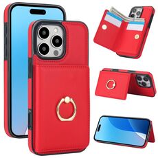 Per iPhone 16 Pro Custodia per telefono con anello porta carte antifurto RFID (rosso)