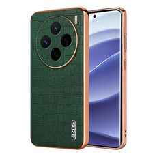 Per vivo X200 AZNS Custodia per telefono con copertura completa in coccodrillo con cornice elettrolitica (verde)