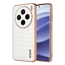 Per vivo X200 AZNS Custodia per telefono con copertura completa in coccodrillo con cornice elettrolitica (bianca)