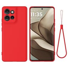 Per Motorola Edge 50 Neo Custodia per telefono antiurto in silicone liquido a tinta unita con copertura totale (rosso)