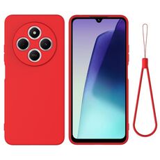 Per Redmi 14R / Xiaomi Poco C75 Custodia per telefono antiurto in silicone liquido a tinta unita con copertura totale (rosso)