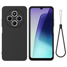 Per Redmi 14R / Xiaomi Poco C75 Custodia per telefono antiurto in silicone liquido a tinta unita con copertura totale (nero)