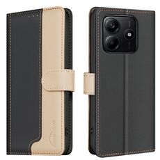 Per Redmi Note 14 5G Custodia per telefono in pelle antifurto RFID abbinata ai colori (nera)