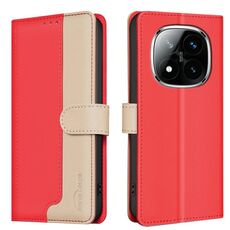Per Redmi Note 14 Pro 5G / Note 14 Pro+ 5G Custodia per telefono in pelle antifurto RFID abbinata ai colori (rossa)