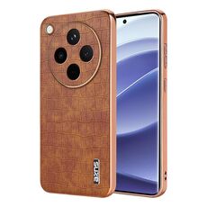Per OPPO Find X8 AZNS Custodia per telefono con copertura totale in coccodrillo con cornice elettrolitica (marrone)