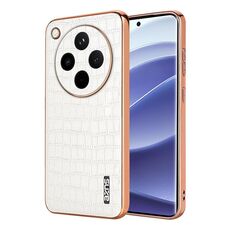 Per OPPO Find X8 AZNS Custodia per telefono con copertura totale in coccodrillo con cornice elettrolitica (bianca)