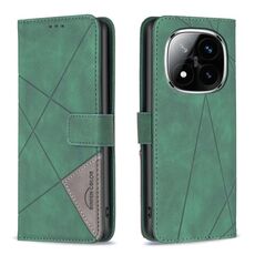 Per Redmi Note 14 Pro 5G / Note 14 Pro+ 5G Custodia per telefono in pelle con fibbia magnetica e trama a rombi (verde)