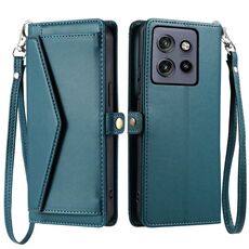 Per Motorola Edge 50 Neo Portafoglio Multi-Slot per Scheda Custodia in Pelle per Telefono con Laccetto (Verde)