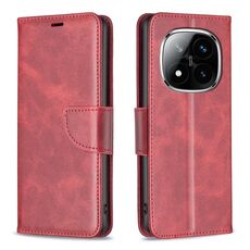 Per Redmi Note 14 Pro 5G / Note 14 Pro+ 5G Custodia per telefono in pelle di agnello con texture a flip di colore puro (rosso)