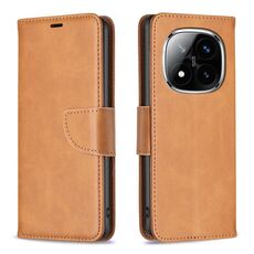 Per Redmi Note 14 Pro 5G / Note 14 Pro+ 5G Custodia per telefono in pelle di agnello con texture a flip di colore puro (giallo)