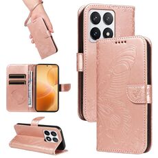 Per Xiaomi 14T Pro Custodia in pelle goffrata con farfalla a coda di rondine (oro rosa)