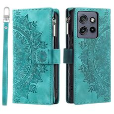 Per Motorola Edge 50 Neo Multi-Card Totem Zipper Custodia in pelle per telefono (verde)