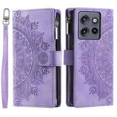 Per Motorola Edge 50 Neo Multi-Card Totem Zipper Custodia in pelle per telefono (viola)
