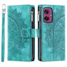 Per Motorola Moto G55 Custodia per telefono in pelle con cerniera Totem multi-card (verde)