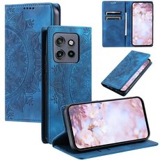Per Motorola Edge 50 Neo Totem Custodia magnetica in pelle goffrata (blu)